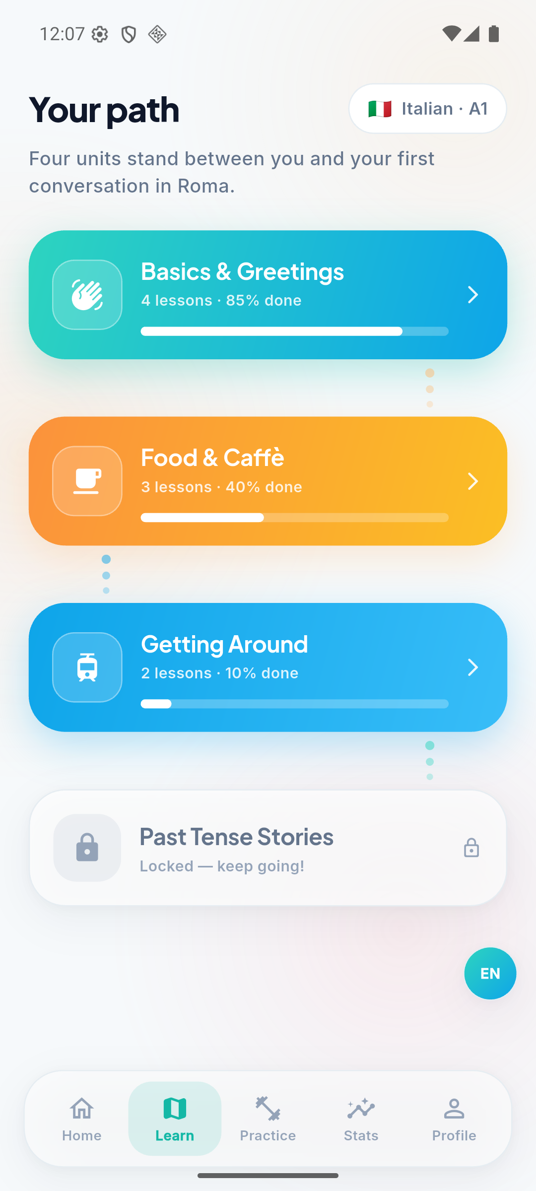 Lesson path screen